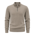 Premium Merino Quarter-Zip Knit Sweater – Sand Beige | Camom Beery