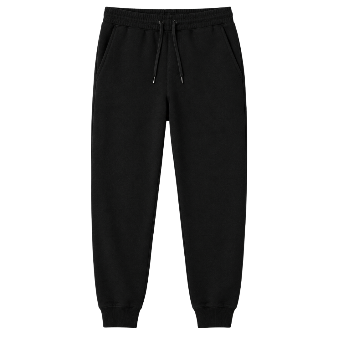 Premium Cotton Fleece Jogger Pants – Jet Black | Camom Beery