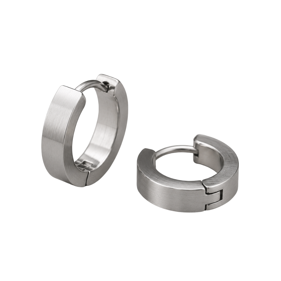 Premium Stainless Steel Huggie Hoop Earrings – Silver | Camom Beery