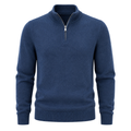 Premium Merino Quarter-Zip Knit Sweater – Ocean Blue | Camom Beery
