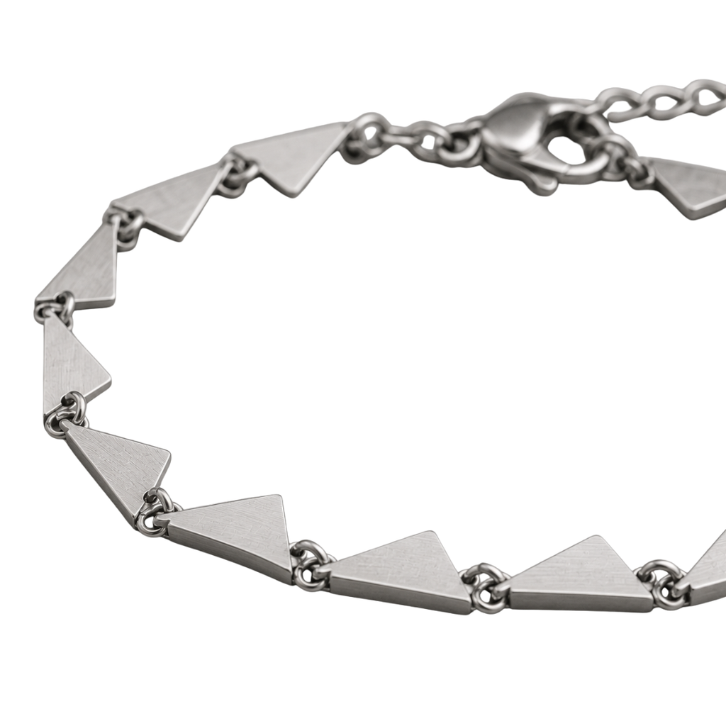 Premium Stainless Steel Triangle Link Bracelet – Silver | Camom Beery