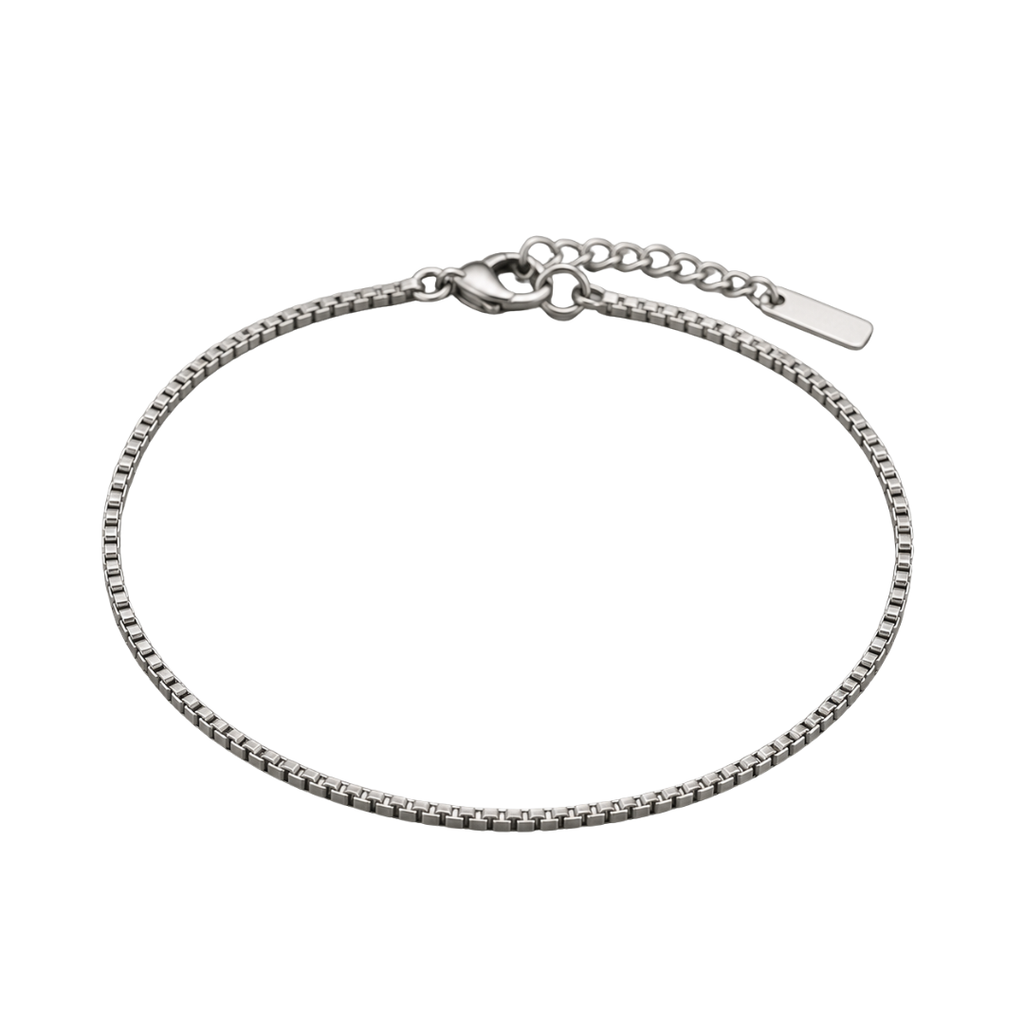 Premium Stainless Steel Box Chain Bracelet – Silver | Camom Beery