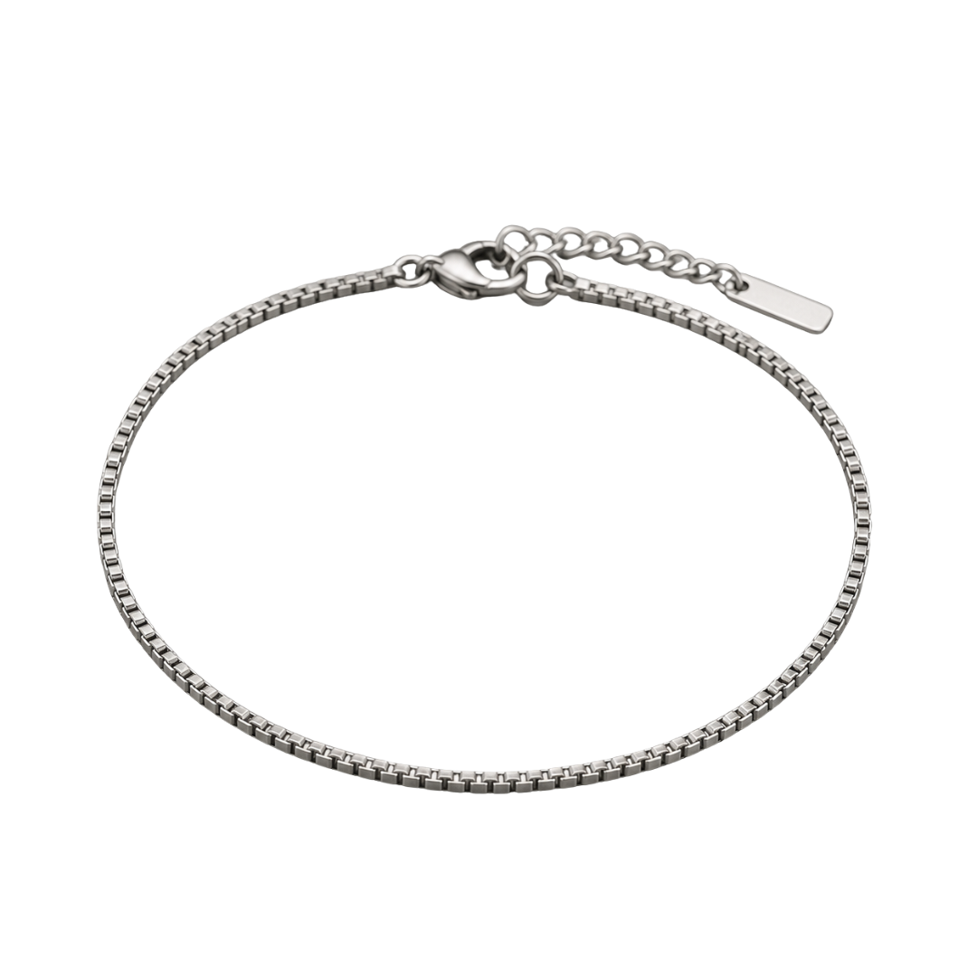 Premium Stainless Steel Box Chain Bracelet – Silver | Camom Beery
